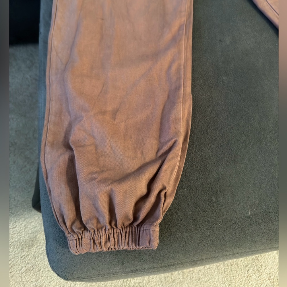 Prettylittlething Chocolate Brown Cargo Jogger Pants Size M High Waisted View 3